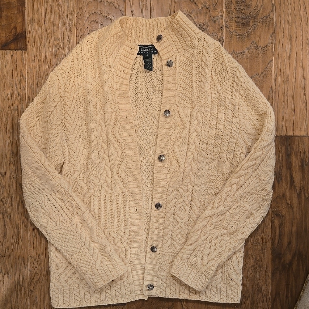 Lauren Ralph Lauren Cream Chunky Knit Cardigan